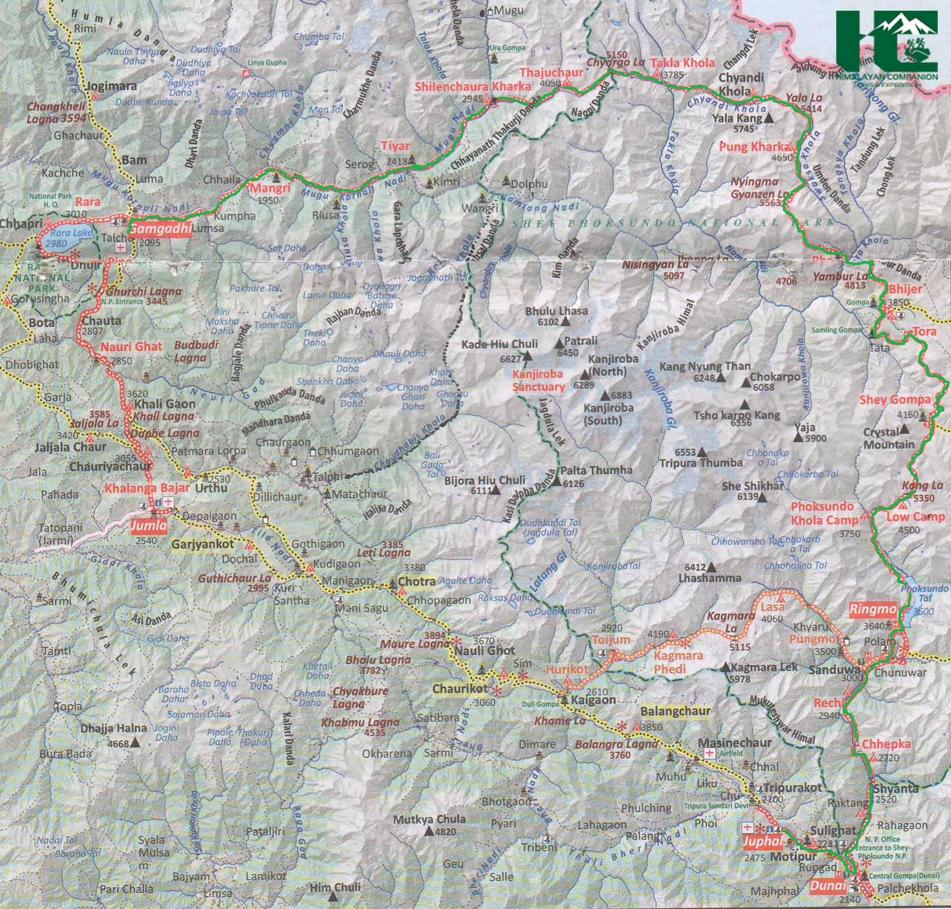Dolpo-Mugu Trek Map 