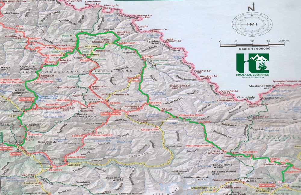 Dolpo to Jomsom Trek Map 